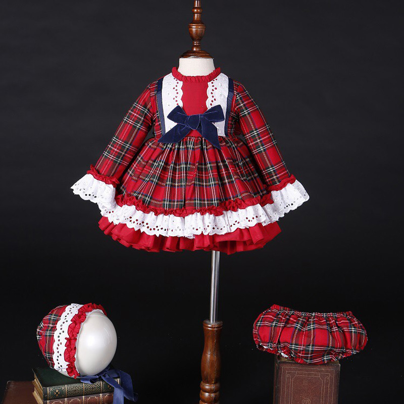 Baby Clothing Winter - Vestido de princesa vintage a cuadros